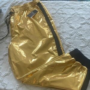 LAUREN RALPH LAUREN Women's Jogger Track Pants Metallic Taffeta, Gold